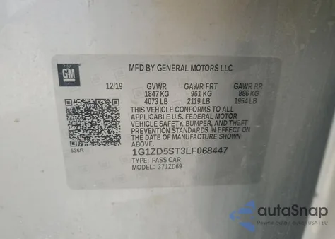 2020 Chevrolet Malibu Lt from USA, damaged, VIN 1G1ZD5ST3LF068447